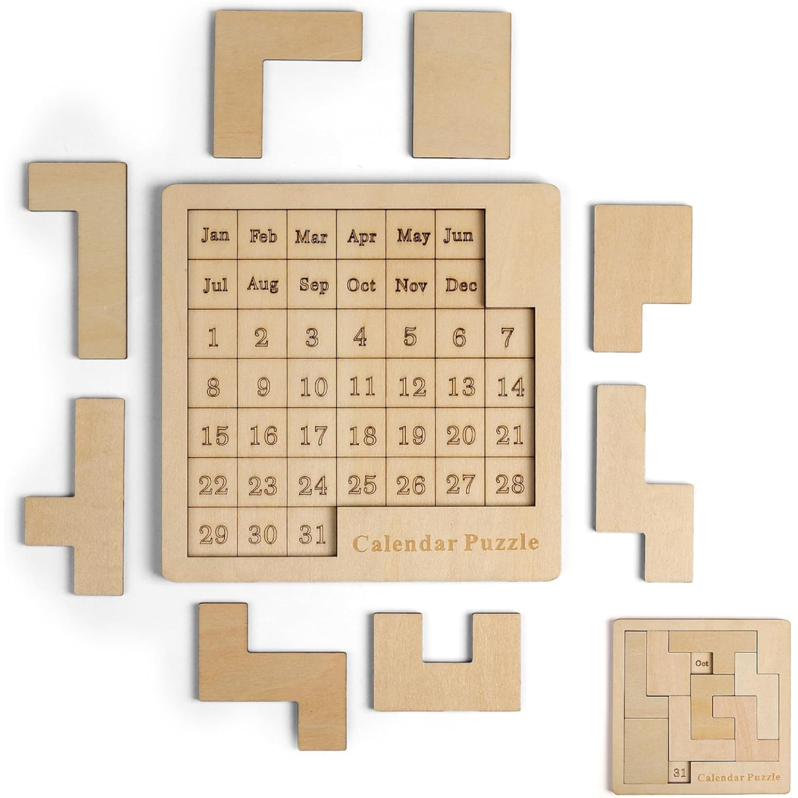 NameHaus Wooden Daily Calendar Puzzle | Challenge 365 Day Brain